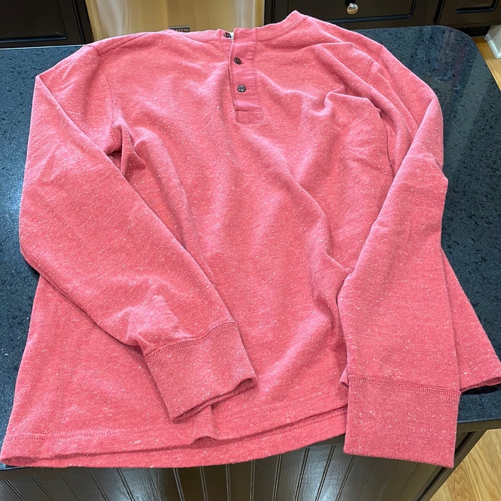 J. Crew long sleeve Henley red white Large